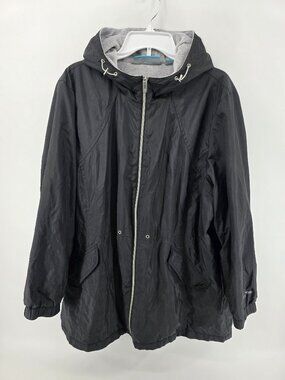 Free Country Black Hooded Rain Jacket – Size 2X – Full Zip Fleece Lined